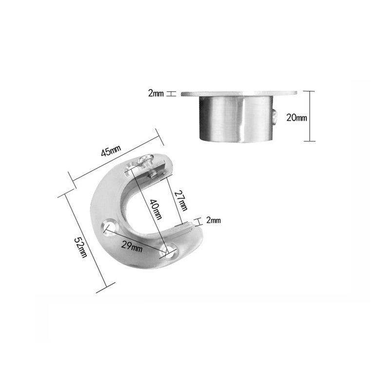 4pcs Stainless Steel Clothes Hanging Rod Supports Closet Pole Sockets Flange Rod Holder (25mm) - Image 2