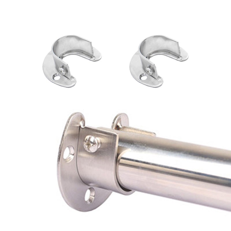 4pcs Stainless Steel Clothes Hanging Rod Supports Closet Pole Sockets Flange Rod Holder (25mm) - Image 4