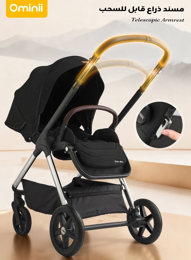 Ominii Premium Baby Stroller with Reversible Seat, Adjustable Handlebar, Thick Padded Cushion, and Bonus Extra Sun Canopy - Image 4