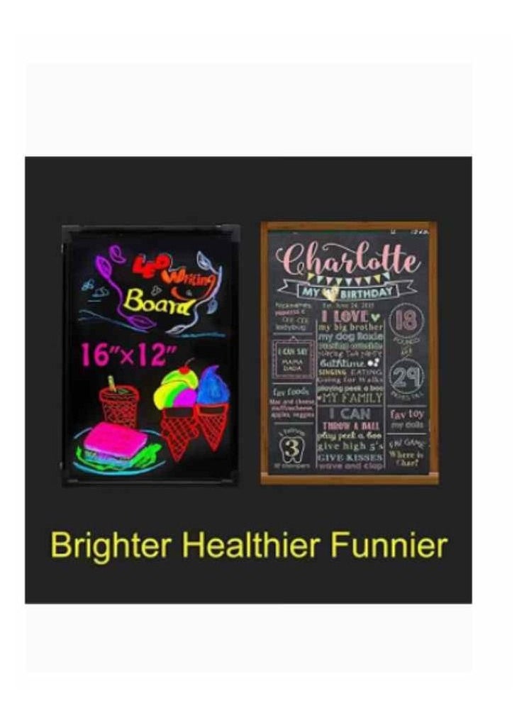 Generic - Illuminated LED Message Writing Board Erasable Neon Effect Menu Sign Board with 8 Fluorescent Makers Remote Control 12Colors Flashing Modes Light Up Board 60CM X 80 CM - Image 1