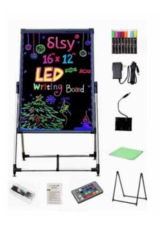 Illuminated LED Message Writing Board Erasable Neon Effect Menu Sign Board with 8 Fluorescent Makers Remote Control 12Colors Flashing Modes Light Up Board 60CM X 80 CM