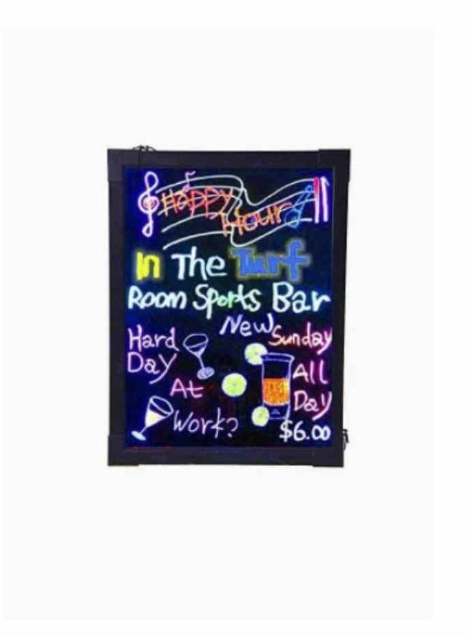 Generic - Illuminated LED Message Writing Board Erasable Neon Effect Menu Sign Board with 8 Fluorescent Makers Remote Control 12Colors Flashing Modes Light Up Board 60CM X 80 CM - Image 1
