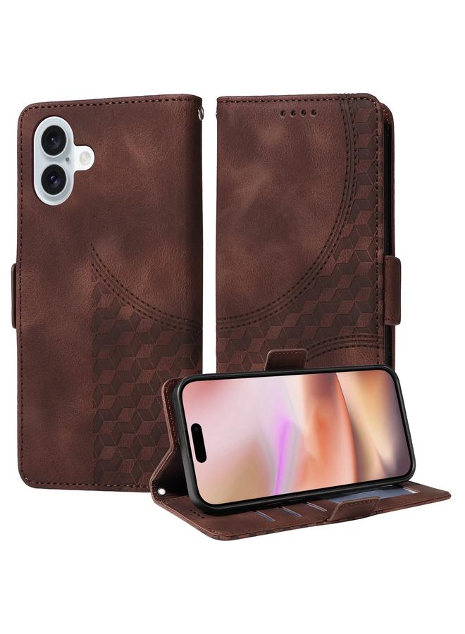 S-TOP Case For iPhone 16 Embossed Rhombus Starry Leather Phone Case - Image 1