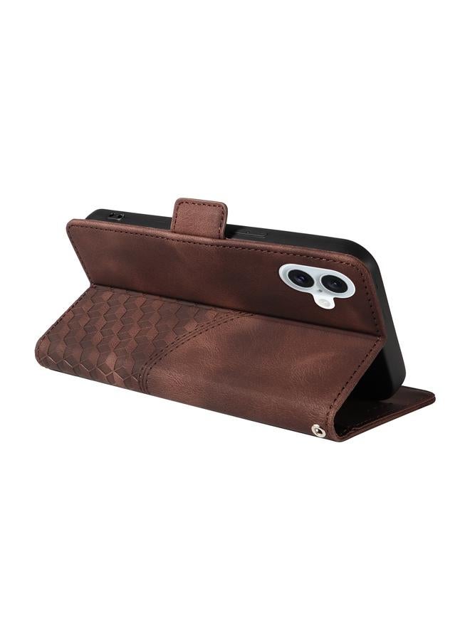 S-TOP Case For iPhone 16 Embossed Rhombus Starry Leather Phone Case - Image 3