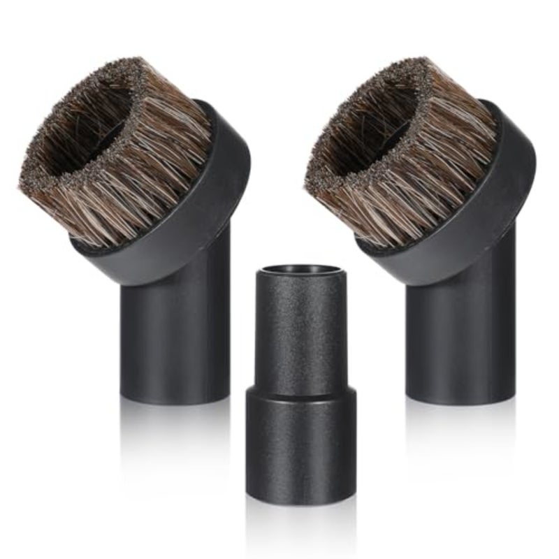 Horse Hair Brush Vacuum Attachment Set 3PCS, Round Dusting Brush for 1.25 Inch Hose, Soft Bristle Vacuum Attachments for Carpet Upholstery Cleaning, Canister Stick Vacuums Accessories - Image 1
