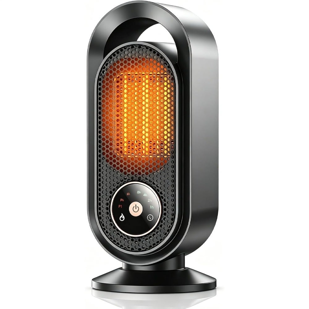 Electric Heater for indoor use, ceramic material, black color, 1500W power with 3 heat modes and 4 timer settings