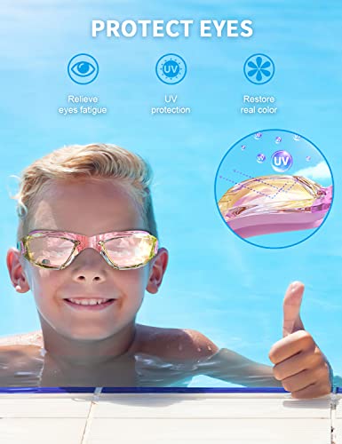 Hurdilen Kids Swim Goggles, Swimming Goggles for Kids Children, Anti-Fog Anti-UV Youth Swim Glasses with Nose Clip, Earplugs for Age 3-15 - Image 4