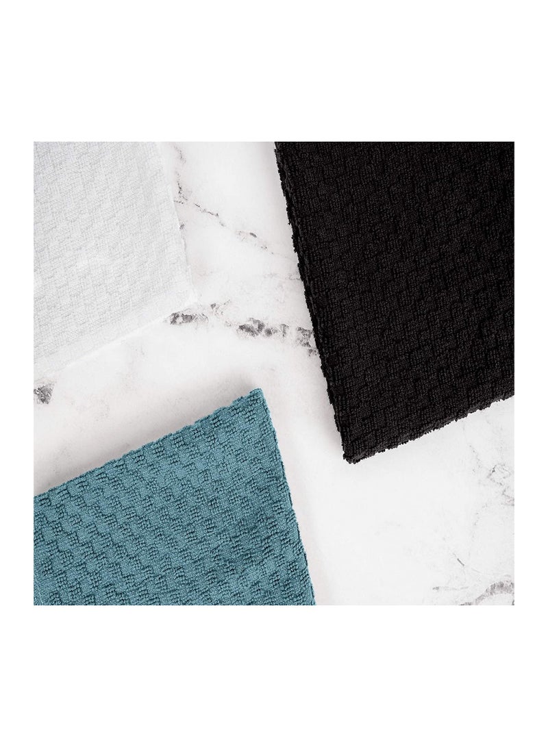 سيجنولا طقم مناشف سيجنولا متعددة الأغراض 3 قطع 40 × 60 سم أزرق سماوي وافل، 100% قطن. - Image 4