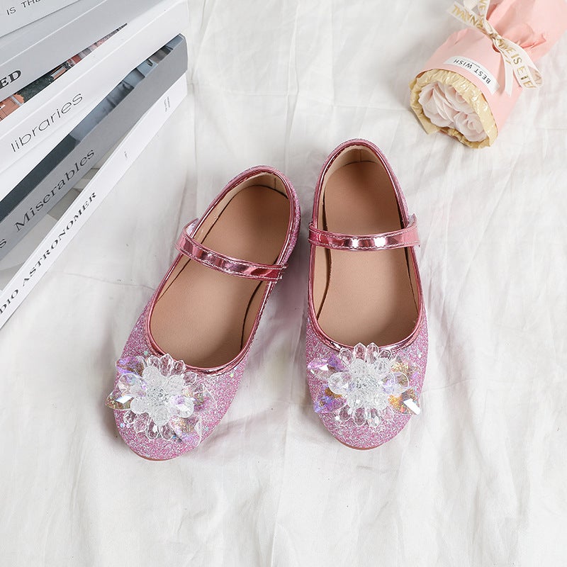 Children'S Crystal Single Shoes, New Soft-Soled Performance Dance Shoes, Girls' Flat Shoes, Girls' Small Leather Shoes - Image 5