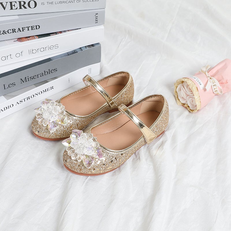 Children'S Crystal Single Shoes, New Soft-Soled Performance Dance Shoes, Girls' Flat Shoes, Girls' Small Leather Shoes - Image 1