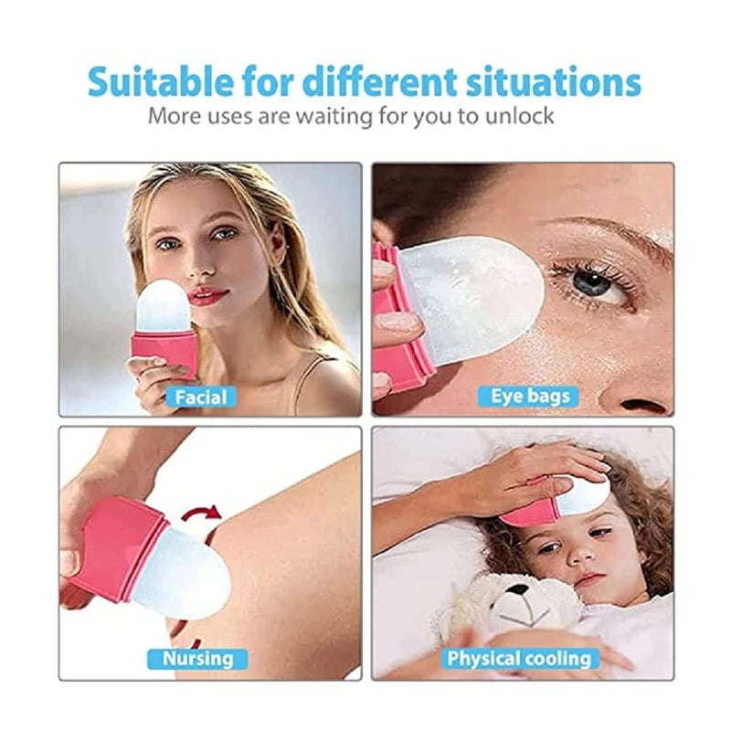 DAIDSUKE Pack Of 2 Ice Roller Face Eye and Dark Circle Remover For Girl Boy Glowing Skin Facial Massage Roller Care Silicone Ice Stick Face Ice Mould Unbreakable Reusable Tool Multi color - Image 2