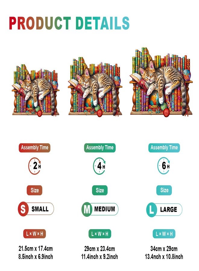 DOCRAGI Wooden Puzzles for Adults - Dreamy Cat Wooden Jigsaw Puzzle - Unique Animal Shaped Wood Puzzles Adult - Christmas Birthday Gifts for Adults/Friends/Family - 100pcs 8.5 * 6.9in - Image 2