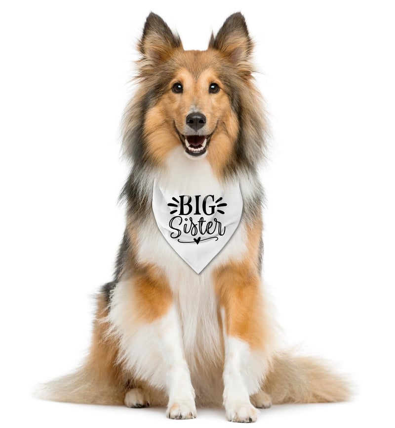 ZPPRJF Big Sister Dog Bandana White Dog Scarf Accessories Pet Triangle Scarf Pet Bandana for Small Medium Dogs Baby Announcement Dogs Bandanas M - Image 3