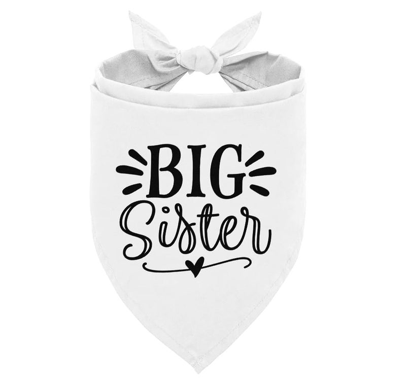 ZPPRJF Big Sister Dog Bandana White Dog Scarf Accessories Pet Triangle Scarf Pet Bandana for Small Medium Dogs Baby Announcement Dogs Bandanas M - Image 1