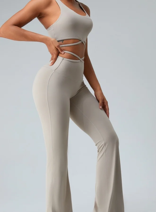 KAWN.YOGA Womens High Waist Flared Contour Workout Sport Leggings Yoga Pants Tummy Control Running Pants