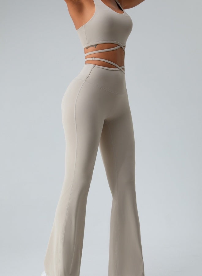 KAWN.YOGA Womens High Waist Flared Contour Workout Sport Leggings Yoga Pants Tummy Control Running Pants - Image 4