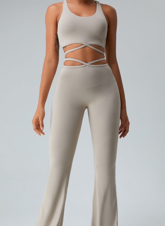 KAWN.YOGA Womens High Waist Flared Contour Workout Sport Leggings Yoga Pants Tummy Control Running Pants - Image 2