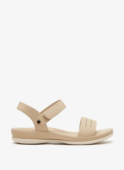 Le Confort Solid Open Toe Sandals with Hook and Loop Closure