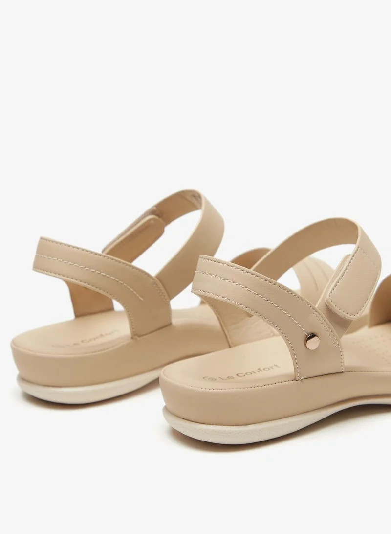 Le Confort Solid Open Toe Sandals with Hook and Loop Closure