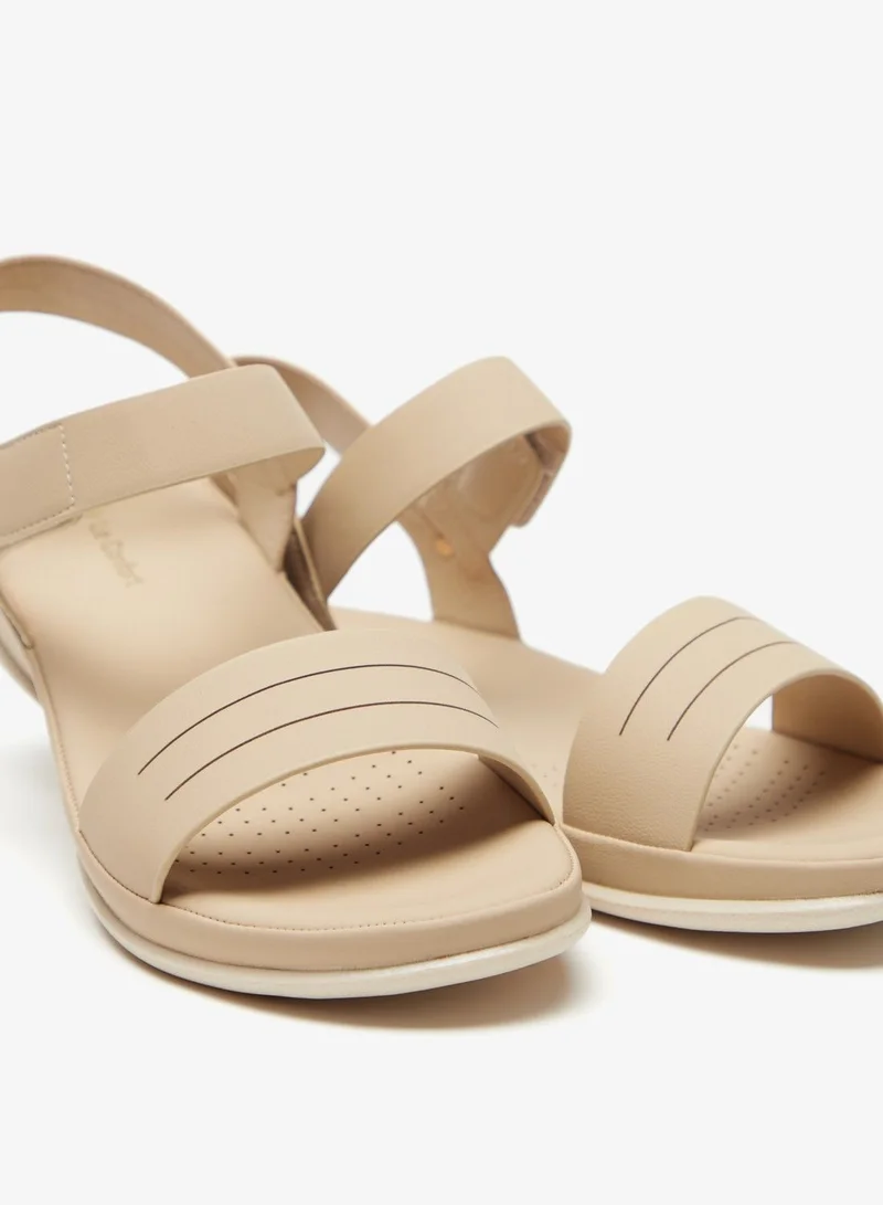 Le Confort Solid Open Toe Sandals with Hook and Loop Closure