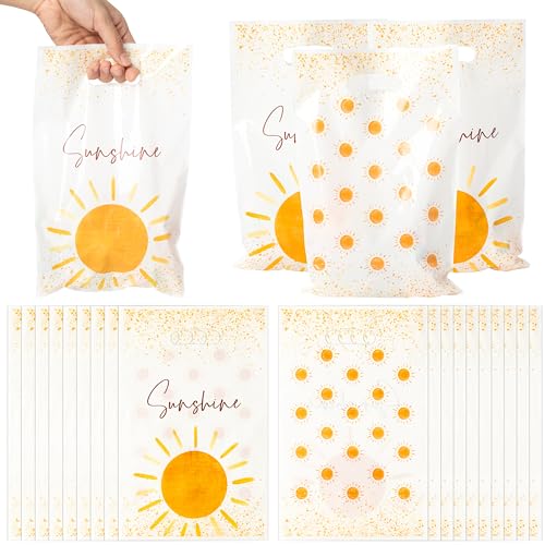 BZaber Boho Sun Party Favor Bag 50Pcs Sunshine Gift Plastic Bags First Trip Around the Sun Party Favor Bags Groovy Hippie Boho Treat Bag for Kids Sunshine Party Decor Birthday Candy Bags Baby Shower - Image 1