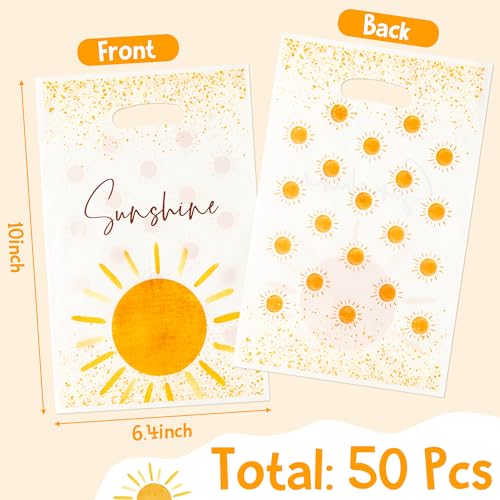 BZaber Boho Sun Party Favor Bag 50Pcs Sunshine Gift Plastic Bags First Trip Around the Sun Party Favor Bags Groovy Hippie Boho Treat Bag for Kids Sunshine Party Decor Birthday Candy Bags Baby Shower - Image 5