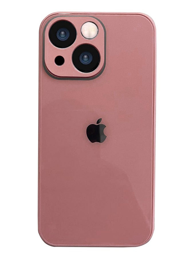iPhone 13 Back Cover Tempered Glass With Silicone Rubber Frame For IPhone 13 Case - Light Pink - Image 2