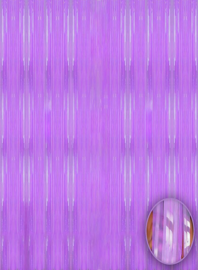 KATCHON Xtra Large, Pastel Purple Fringe Curtain - 3.2x10 Feet | Pack of 1 | Foil Metallic Purple Backdrop | Purple Tinsel Curtain for Unicorn and Mermaid Themed Party, Under The Sea and Baby Shower Décor 