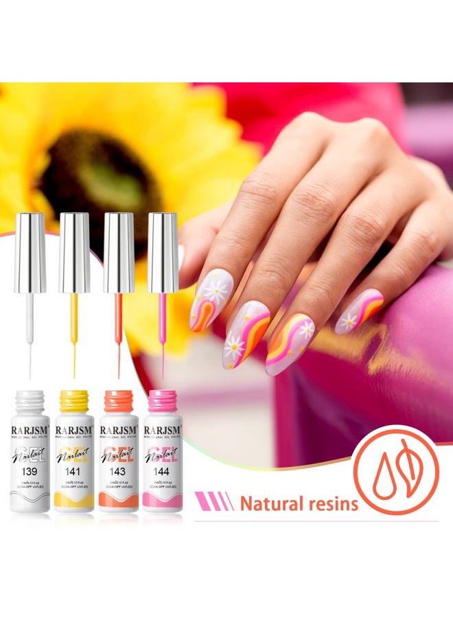 RARJSM Gel Liner Nail Art 24 Pieces 5ml Gel Art Liners for Nails Pink Red Green Yellow Silver Gold Glitter Summer Fall Nude Colors Painting Striping Gel Thin Nail Art Brush UV Soak off Curing Needed - Image 3