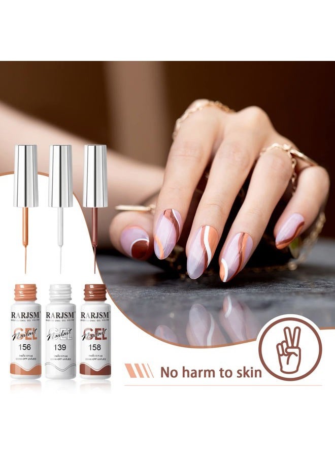 RARJSM Gel Liner Nail Art 24 Pieces 5ml Gel Art Liners for Nails Pink Red Green Yellow Silver Gold Glitter Summer Fall Nude Colors Painting Striping Gel Thin Nail Art Brush UV Soak off Curing Needed - Image 4