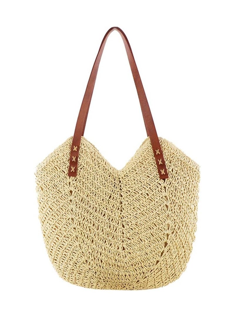 Instagram's new hollow woven bag, fashionable single shoulder grass woven bag, paper rope casual women's bag, beach bag  - Image 1
