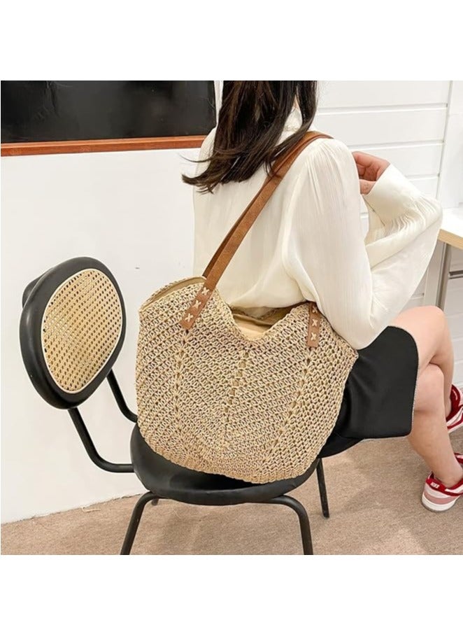 Instagram's new hollow woven bag, fashionable single shoulder grass woven bag, paper rope casual women's bag, beach bag  - Image 4