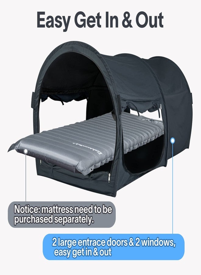 EighteenTek® Bed Canopy Office Bed Tents Dream Tents Privacy Space Office Sleeping Tent Indoor One Person Lay Down NOT Sitting Pop Up Portable Frame Curtains Breathable Grey Cottage 75"L x 28"W x 31"H - Image 4