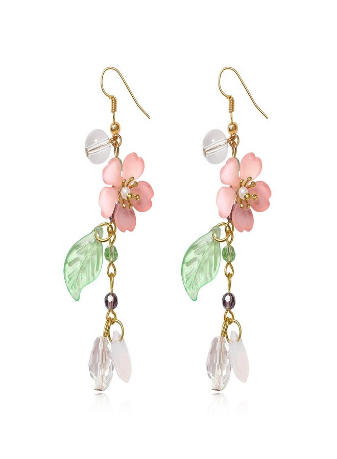 ecozran Daisy Flower Earrings for Women, Cute Sunflower Small Dangle Drop Earrings Gold Minimal Vintage Daisy Flower Hook Earrings Statement Jewelry Gift for Women Sweet Earrings（D-Pink1）, Samll, - Image 1