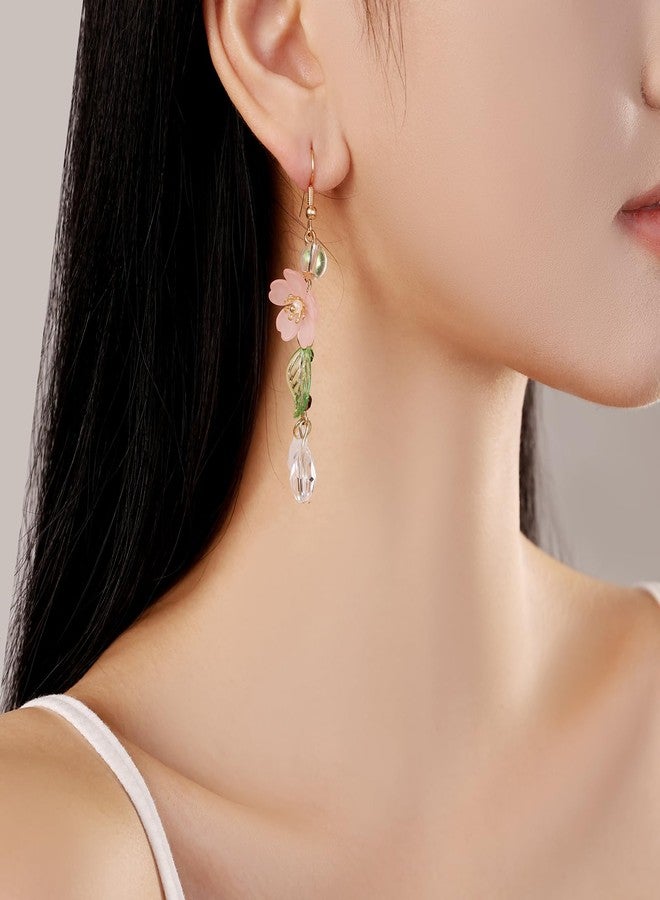 ecozran Daisy Flower Earrings for Women, Cute Sunflower Small Dangle Drop Earrings Gold Minimal Vintage Daisy Flower Hook Earrings Statement Jewelry Gift for Women Sweet Earrings（D-Pink1）, Samll, - Image 2