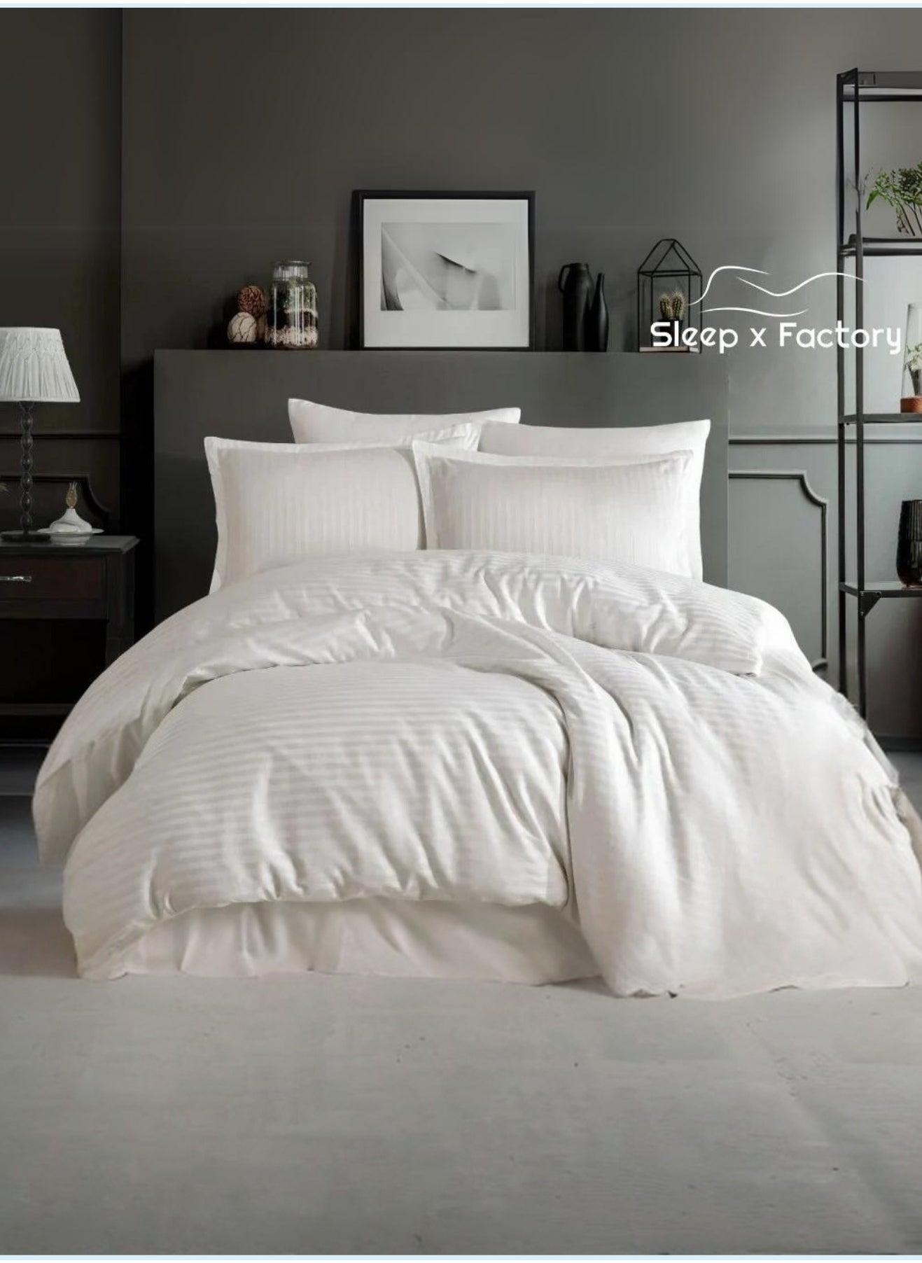 Sleep x Factory 7-Piece Hotel Style White Striped Comforter Set 