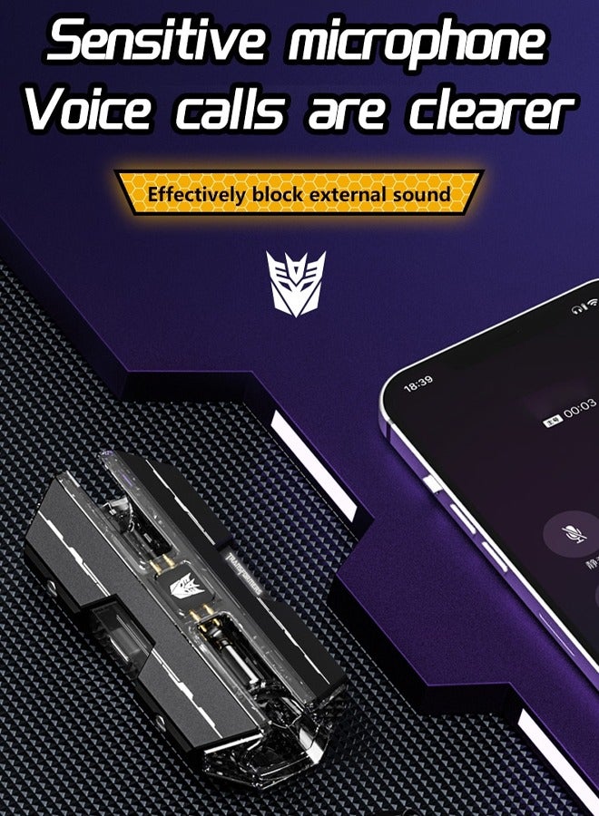 Transformers TF-T01 Wireless Bluetooth Earbuds Gaming Headphones Long Battery Life Headset Low Latency HIFI Stereo Sound with Music Noise Cancellation Calls Black - Image 5