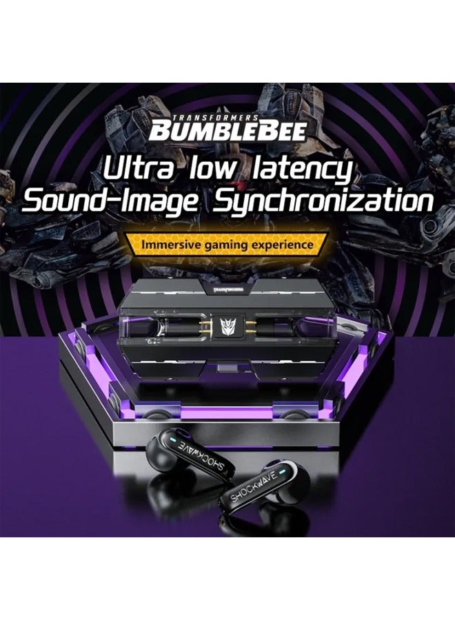 Transformers TF-T01 Wireless Bluetooth Earbuds Gaming Headphones Long Battery Life Headset Low Latency HIFI Stereo Sound with Music Noise Cancellation Calls Black - Image 2