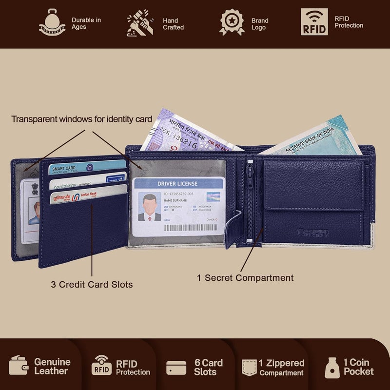 URBANFOREST محفظة جلدية للرجال باللون الأزرق/الرمل من سياتل - Image 4