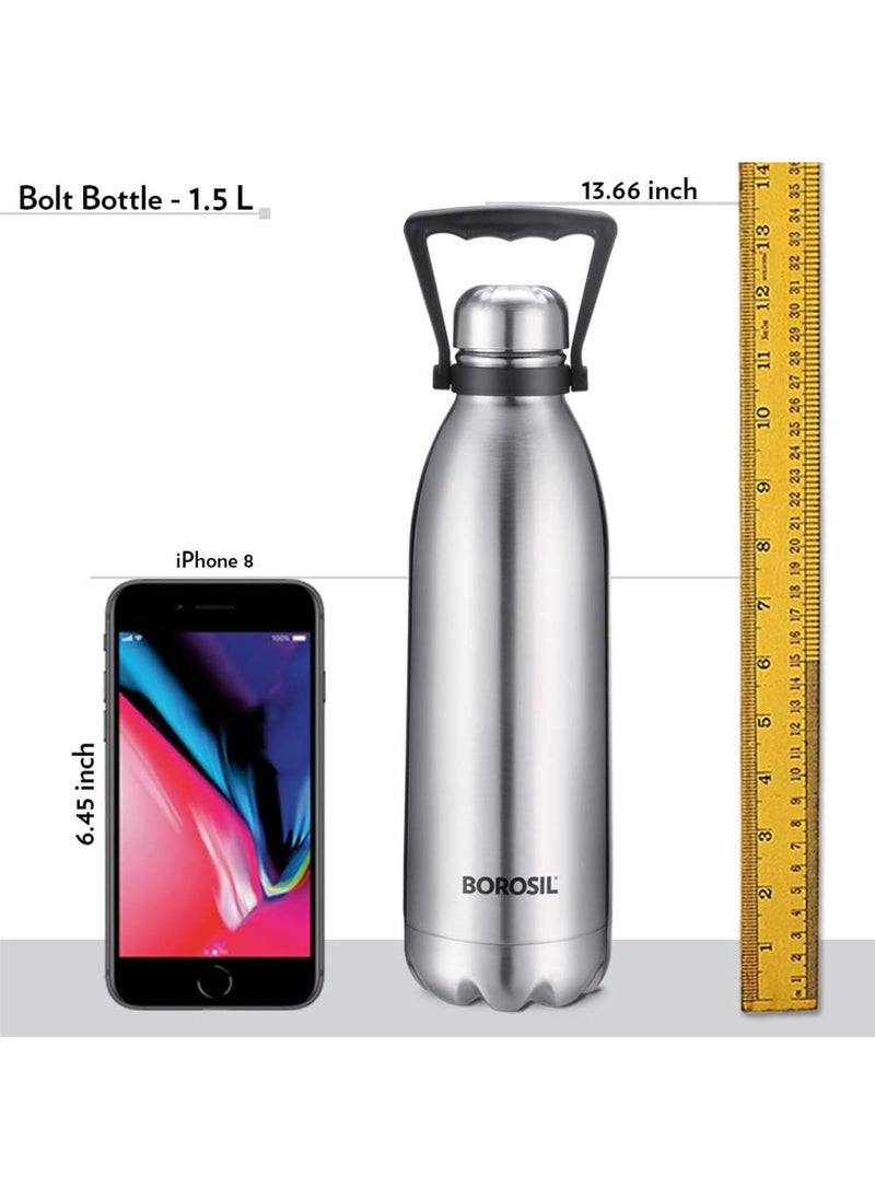 BOROSIL Borosil Hydra Bolt 1500 ml Stainless Steel Water Bottle | Double Wall Vacuum Insulated Flask | 24 Hours Hot and Cold | Bottle for Office, Gym, School  - Image 3
