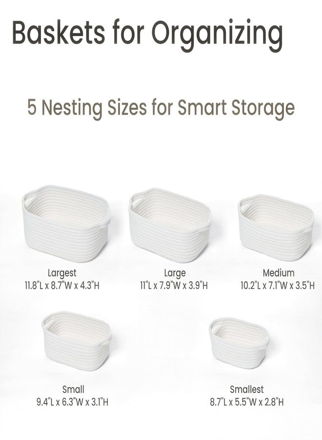Kodomoore Storage Basket Set – 5-Piece Baskets for Organizing Home, Shelves, Nursery, Bathroom, Dog Toys, Small to Large Decorative Baskets – Off White - Image 3