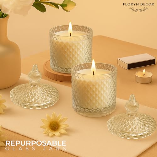 Floryn Decor Crystal Jar Scented Candle Gift Set with Gift Box | Elegant Diamond-Cut Glass with Lid | Luxury Fragrance | Aromatherapy Candles for Home Decor, Gifting & Relaxation (Set of 2) - Image 3