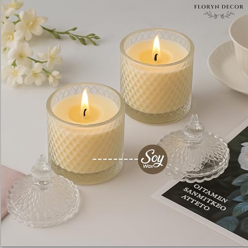 Floryn Decor Crystal Jar Scented Candle Gift Set with Gift Box | Elegant Diamond-Cut Glass with Lid | Luxury Fragrance | Aromatherapy Candles for Home Decor, Gifting & Relaxation (Set of 2) - Image 4