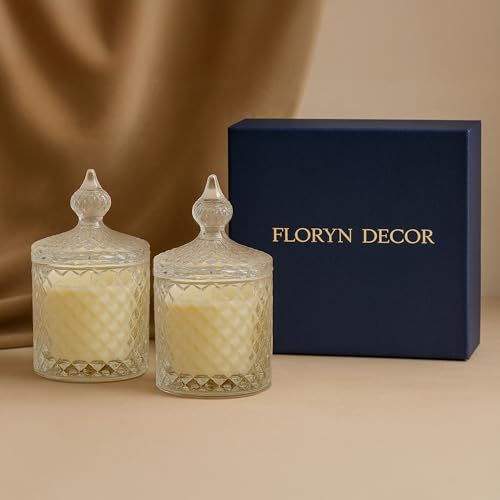 Floryn Decor Crystal Jar Scented Candle Gift Set with Gift Box | Elegant Diamond-Cut Glass with Lid | Luxury Fragrance | Aromatherapy Candles for Home Decor, Gifting & Relaxation (Set of 2) - Image 1