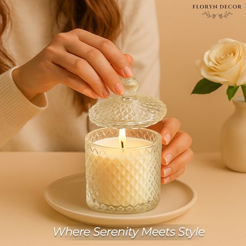 Floryn Decor Crystal Jar Scented Candle Gift Set with Gift Box | Elegant Diamond-Cut Glass with Lid | Luxury Fragrance | Aromatherapy Candles for Home Decor, Gifting & Relaxation (Set of 2) - Image 5