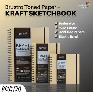Brustro Toned Paper - Kraft Sketchbook, Wiro Bound, Size A4, 100GSM. (100 Sheets) 200 Pages - Image 2