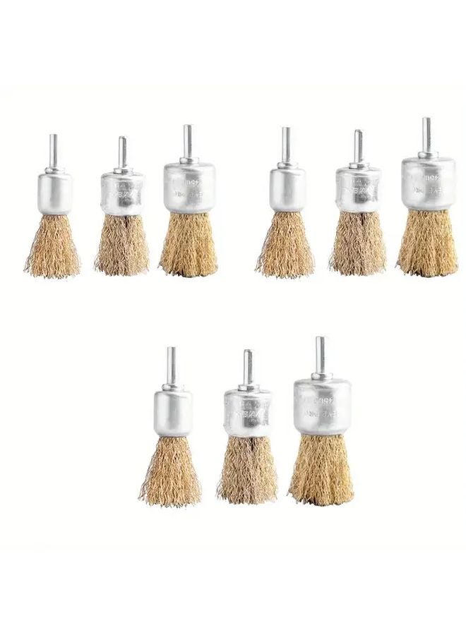 9pcs T Shaped Wire Brush Set For Drill Rust Paint Removal Polishing Kit - Image 4