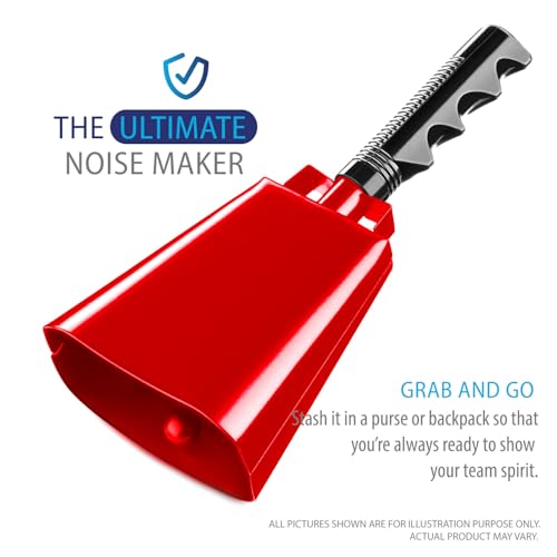 Deke Home - 2 Pack 10 Inch Steel Cowbells with Handle, Loud Noise Makers for Football, Sports, Parties, Competitions, School Spirit & Safety, Large Hand Bell for Cheering & Percussion Instrument - Image 5