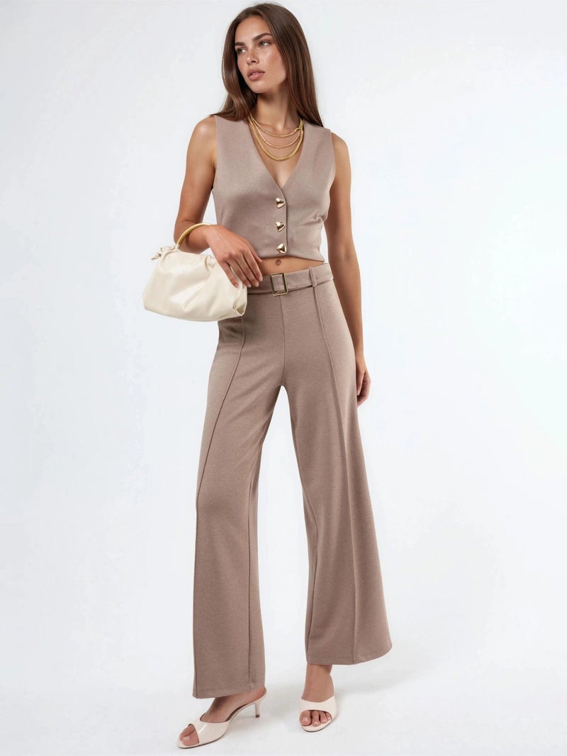 BUSEM High Waist Belted Straight Leg Pants - Image 5