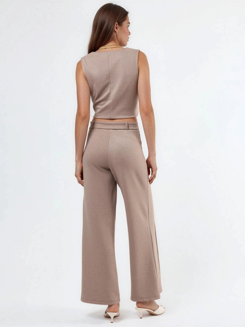 BUSEM High Waist Belted Straight Leg Pants - Image 3
